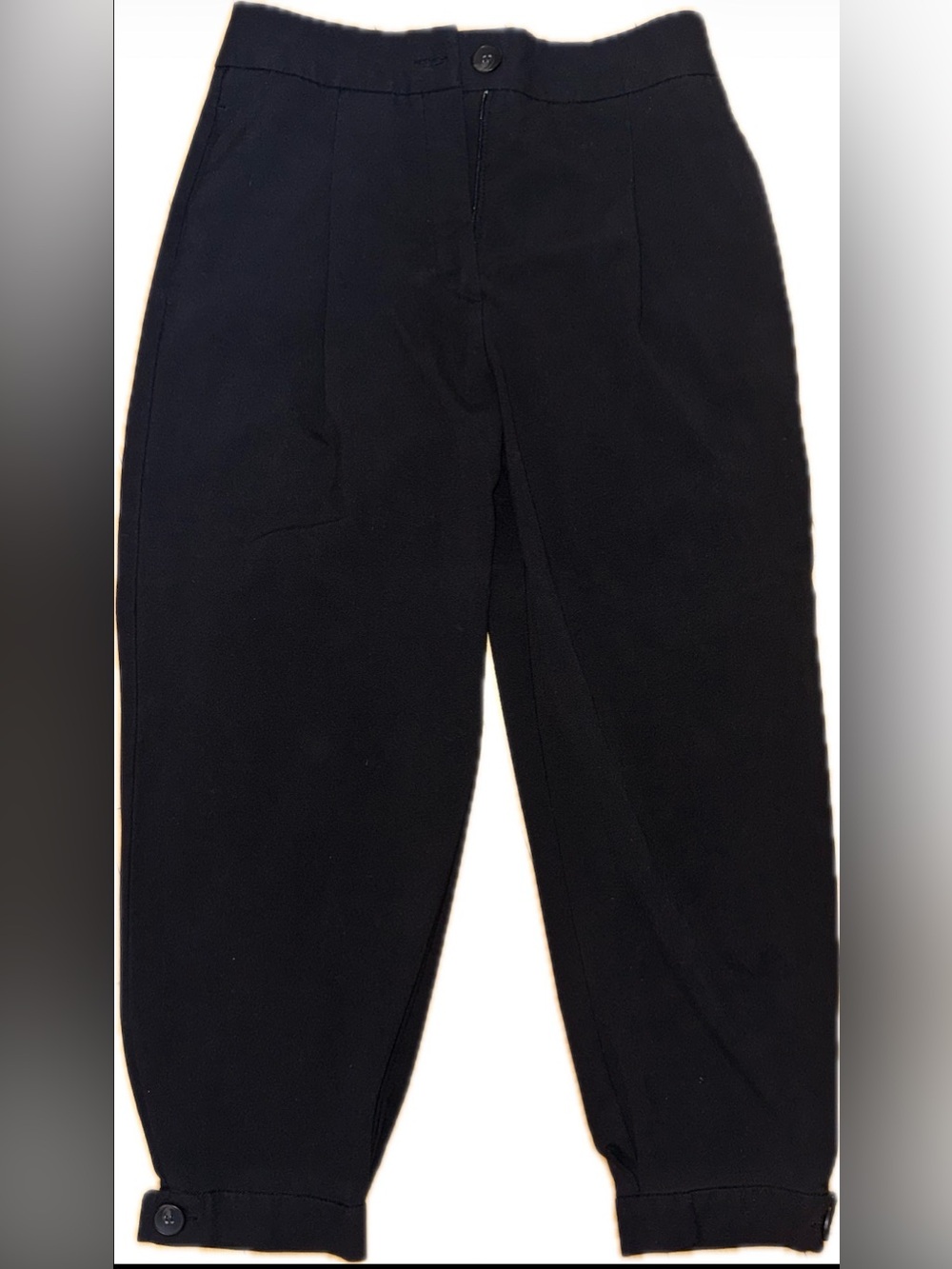 Zara Black High-Waist Tapered Track Pants
